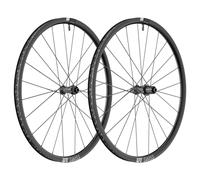 DT Swiss GR 1600 Spline 25 Clincher Gravel Wheelset - 700c - Black Shimano 12mm Front - 142x12mm Rear Centerlock Pair 11-12 Speed Tubeless 700c