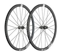 DT Swiss P 1800 Spline 32 Disc Road Wheelset - 700c - Stealth Shimano 12mm Front - 142x12mm Rear Centerlock Pair 11-12 Speed Clincher 700c