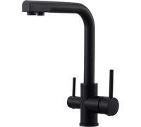 DT15K 3-Way Water Filter Tap - Matte Black, Stainless Steel Swivel Spout, 2 Outlets, Pure Drinking Water Kitchen Mixer