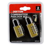 DT70175 Dekton 2-Piece Combination Padlock Set for Travel, Luggage & Lockers, Resettable