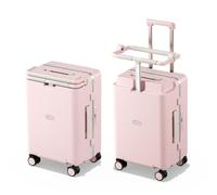 DTA Nova 20-inch Carry On Luggage for Kids with Seat, Mom's Must-Have Suitcase Stroller, Adjustable Handle, Hard Shell PC Suitcase for Family, Pink, Carry-On 20-Inch, Hard Shell Luggage With Spinner