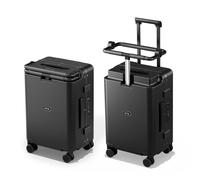 DTA Nova 20-inch Carry On Luggage for Kids with Seat, Mom's Must-Have Suitcase Stroller, Adjustable Handle, Hard Shell PC Suitcase for Family, Black, Carry-On 20-Inch, Hard Shell Luggage With Spinner