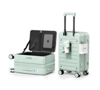 DTA Nova Expandable Lightweight PC Hard Shell Suitcase, 20-inch Carry On Luggage with TSA Lock, 360 Silent Spinner Wheels, Top Opening & Cup Holder, Mint Green, Carry-On 20-Inch, Hard Shell Luggage