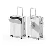 DTA Nova Top Opening PC Hard Shell Suitcase, 20-inch International Carry On Luggage with Front Pocket, TSA Lock, 360 Spinner Wheels, Lightweight - Ideal for Business, White, Carry-On 20-Inch, Hard