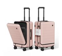 DTA Nova Top Opening PC Hard Shell Suitcase, 20-inch International Carry On Luggage with TSA Lock, 360 Silent Spinner Wheels, Lightweight - Ideal for Business Travel Suitcase, Blush Pink, Carry-On 20