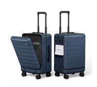 DTA Nova Top Opening PC Hard Shell Suitcase, 20-inch International Carry On Luggage with TSA Lock, 360 Silent Spinner Wheels, Lightweight - Ideal for Business Travel Suitcase, Navy Blue, Carry-On 20