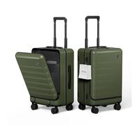 DTA Nova Top Opening PC Hard Shell Suitcase, 20-inch International Carry On Luggage with TSA Lock, 360 Silent Spinner Wheels, Lightweight - Ideal for Business Travel Suitcase, Olive Green, Carry-On 20