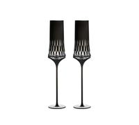 DTACBNEUZ Champagne Glass Crystal High Footed Champagne Flute, Black Champagne Glass Set of 2, Capacity 5.07 oz for Engagement and Marriage Flute Glass