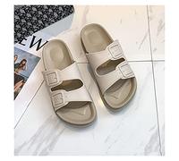 DTACBNEUZ Cloud Slides Cute Slippers Female Summer Sandals Outside Wear Indoor Home Soft Bottom Sandals Shower Shoes(Beige,36-37)