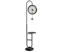 DTACBNEUZ Floor Clock Modern Floor Clock, Gold Plated Home Decor with Storage Basket, Wine Rack Standing Grandfather Vertical