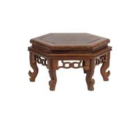 DTACBNEUZ Plant Stand Hollow Out Carving Wooden Bonsai Base, Hexagonal Stool Desktop Display Holder(Small)