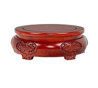 DTACBNEUZ Plant Stand Round Wood Pedestal Display, Relief Sculpture Brackets, for Indoor Bonsai Teapot Vase(Large)
