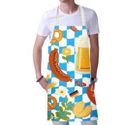 Dtaigou Aprons for Cooking - Oktoberfest Theme Cook Apron - Breathable Adjustable Waist Tie Checkered Oil-Proof Clothes for Server Waitress BBQ Art Studio Housekeeping