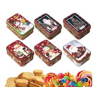 Dtaigou Christmas Cookie Tins - 6X Tin Chocolate Holders Decoration - Chocolate Tin Containers Decoration Set for Cookies, Chocolate, Cards