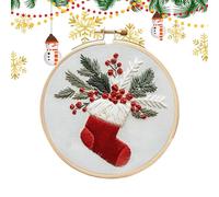 Dtaigou Christmas Embroidery KIT,Hand Embroidery Kits,Christmas Stitches Set with Stocking Pattern,Adults Kids Handmade Christmas Embroidery Kits for Beginners