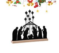 Dtaigou Christmas Table Decor | Nativity Scene Ornament,Metal Christmas Decorations Indoor with Wooden Base | for Mantel Shelf Church Party Holiday