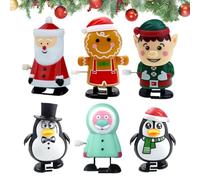 Dtaigou Christmas Wind Up Toys,6X Cartoon Kids Christmas Toys,Clockwork Walking Jumping Christmas Toy,Wind Up Toys For Kids,for Stocking Filler And Parties Bag Filler
