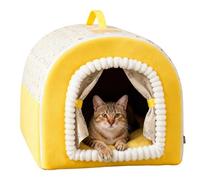 Dtaigou Covered Cat Beds,Cute Soft Washable House - Washable Cat Hideaway Bed with Handle,for Puppy Kitten Indoor Outdoor Home Winter Sleeping