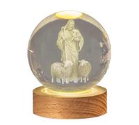 Dtaigou Crystal Ball Lamp | Crystal Globe with LED Light Wooden Base - Creative Engraved Lamp, Fantasy Decor Light, Desktop Ornament