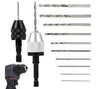 Dtaigou Extension Set, Drill Chuck for Wrenches, Keyless Chuck with 10 Drills, Quick Change Converter Extension Drilling Tools for Round Shank Drills