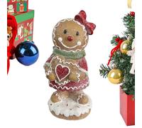 Dtaigou Gingerbread Man Figurine, Christmas Decoration Statue - Cute Gingerbread Man Figurine for Desk Shelf Bedside