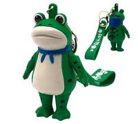 Dtaigou Green Frog Keychain | Press-to-Salute Cute Key Decor Key Bag Charm | Cute Anime Keychain, Creative Key Bag Charm, Adorable Frog Toy Key Chain for Backpacks, Bags, Phone