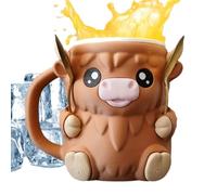 Dtaigou Highland Cow Ice Pint Holder,Highland Cow Dessert Tub,with Anti Freeze Handle 2 Spoons,for Yogurt Mix Kids Home Travel Party Camping