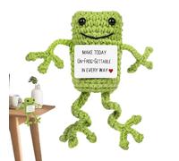 Dtaigou Knitted Positive Frog,Cute Wool Funny Knitted Positive Frog - Cute Wool Funny Plush Frog Emotional Support Crochet Doll For Birthday Men & Women