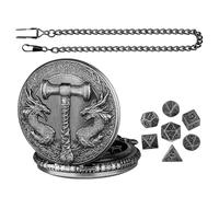 Dtaigou Pocket Watch Dice Set | Unique Dragon Metal Polyhedral Dice With Vintage Pocket Watch Shell Case - Gothic Role Playing Board Games Accessories for Party Family Gatherings