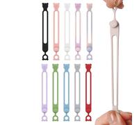Dtaigou Silicone Zip Ties - Silicone Cable Organizer | Bear Head Elastic Cord Straps Reusable Wire Management for Fastening Bundling Desktop Bedside Nightstand Workplace Car Kitchen