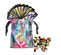 Dtaigou Tarot Card Pouch - Drawstring Rune Pouch - Flower Women Pattern Tarot Card Organizer, Jewelry Wrap Bag, Tarot Deck Holder for Tarot Cards and Oracle Decks