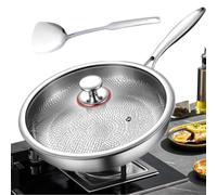 Dtaigou Titanium Cookware Safe Saute Searing Baking Stir-Fry Fish Steak | Non Stick Titanium Cooking Pan With Lid And Spatula Baking Stir-Fry Cooking Omelet Pots Cookware Sets Utensils Gadgets 30cm