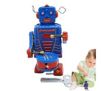 Dtaigou Wind up Robot | Drumming Metal Robot Toys - Collectible Blue Clockwork Toys, Cute Swinging Toy for Bookshelf Home Tabletop Bedroom Decor