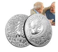 Dtaigou Year of the Dragon Coin,Double Sided Year of Dragon Gold Silver Coin | Commemorative Badge Collection for Couple, of Attract Prosperity & Good Fortune