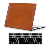 DTangLsm Compatible for MacBook Pro 13 inch Case A2338 M2 A2289 A2251 A2159 A1989 A1706 A1708 [Logo Cutout] Crocodile Leather Hard Shell Case&Keyboard Cover for Mac Pro 13 inch 2022-2016 Release,Brown