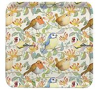 DTB TECH Garden Birds in Honeysuckle - Emma Ball Colourful Square Melamine Tray - 29cm