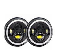 Dtbdfak Headlights Assembly For Keenworth For T-2000 1998-2010 Headlamp 7 Inch Led Headlight Hi/Low H4 Halo Angle Eyes DRL Front Lamp Assembly(40w Halo light Black D)