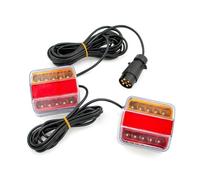 Dtbdfak Rear Tail Light 1 Set 12V Universal Rear Towing Trailer Tail Light 14 LED 7.5m+2.5m Cable 7 Pin Brake Stop License Number Plate Lamp Tail Lamp