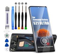 DTD Display for Samsung Galaxy S21 Ultra LCD Screen Replacement Touchscreen Assembly with Tools (Black with Frame, No Fingerprint Recognition)