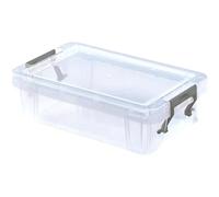 DTD QUALITY MATTERS Clear Plastic Storage Box with Clip Lock Handles [Stackable, Reinforced Base] - Transparent Lidded Container for Toys, Crafts, DIY (4, 1 Litre)