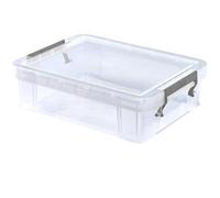 DTD QUALITY MATTERS Clear Plastic Storage Box with Clip Lock Handles [Stackable, Reinforced Base] - Transparent Lidded Container for Toys, Crafts, DIY (2, 2.3 Litre)