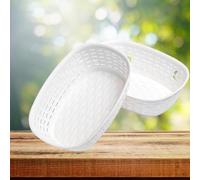 DTD QUALITY MATTERS Dunya Plastik Rattan Oval Bread Basket, 2 Liter Capacity - Durable Perforated Plastic - 25x18x7.5 cm - Decorative Tableware for Festive Occasions (2)