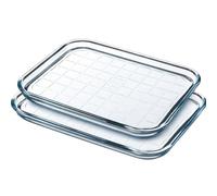 DTD QUALITY MATTERS Glass Baking Tray Set of 2 - Ovenproof Heat Resistant Scratch Resistant | 32 x 26 cm | Dishwasher Microwave Freezer Safe | Rectangular Glass Oven Dishes for Baking & Roasting