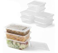 DTD QUALITY MATTERS Microwave/Freezer Safe Reusable Heavy Duty Clear Plastic Food Storage Containers Tubs with Lids BPA Free Food Takeaway (10x Containers 500ml)