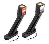 DTEANJU LED Side Marker Lights, 2PCS 3-Sided LED identificate light,180mm | White/Red/Amber trailer 3-Sided lamp,12V 24V, IP65 Waterproof,E-Mark,Universal Fit For 10-30V Truck Trailer Lorry RV Caravan