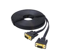 DTech 10m Ultra Thin Flat Computer Monitor VGA Cable Long 32 Feet Male to Male 15 Pin Connector Standard SVGA Wire Black