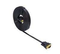 DTECH 25ft Ultra Thin Flat Type Computer Monitor VGA Cable Standard 15 Pin Male to Male Connector SVGA Wire 25 Feet - Black