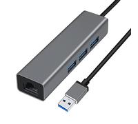 DTech 3 Port USB to Ethernet Adapter USB 3.0 Hub 10/100/1000 mbps Gigabit Wired Network Cable Converter for Laptop Notebook Desktop Computer Keyboard Router Modem Internet