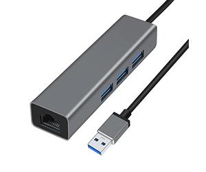 DTech 3 Port USB to Ethernet Adapter USB 3.0 Hub 10/100/1000 mbps Gigabit Wired Network Cable Converter for Laptop Notebook Desktop Computer Keyboard Router Modem Internet