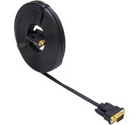 DTECH 8M Ultra Thin Flat Type Computer Monitor VGA Cable Standard 15 Pin Male to Male Connector SVGA Wire- Black